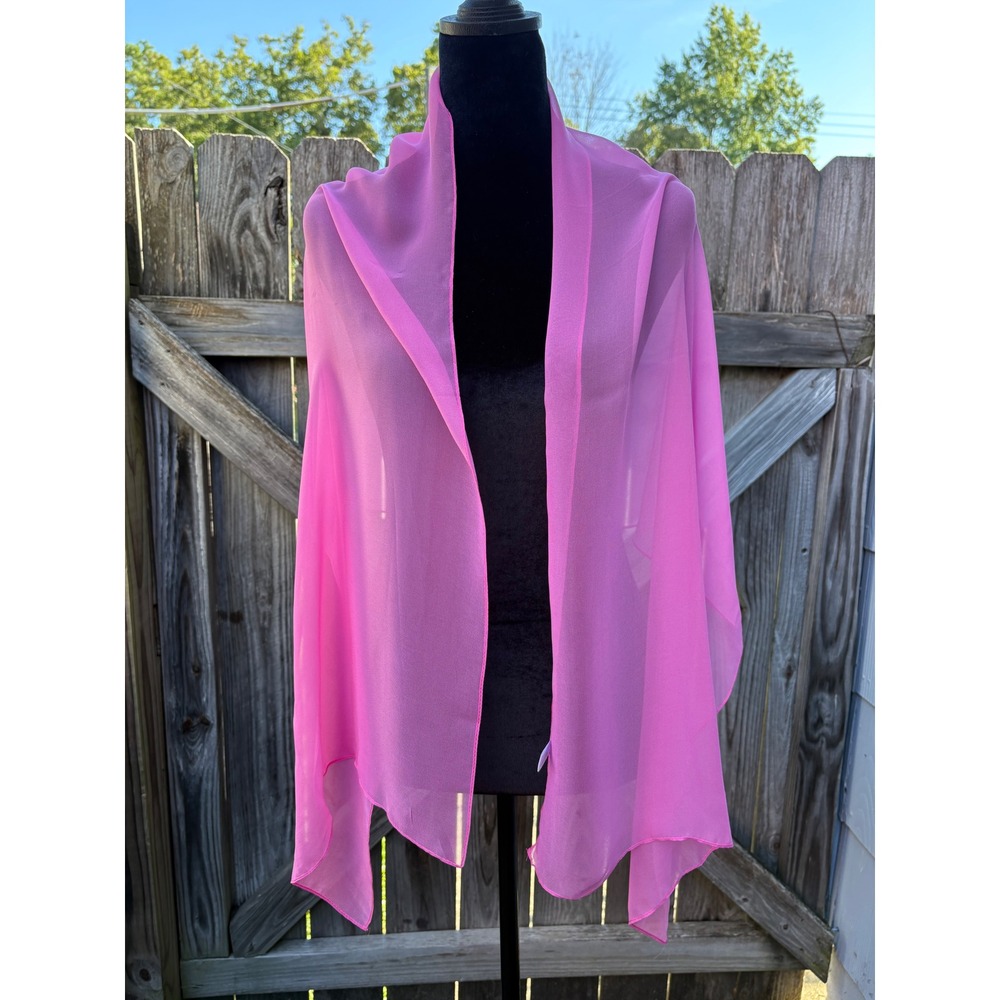 Harmei Pink Silk Blend Chiffon Wrap Scarf Sheer Rectangular Shawl 60x20
